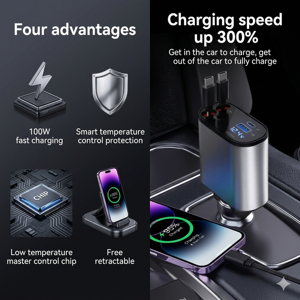 4 in 1 Retractable Charger