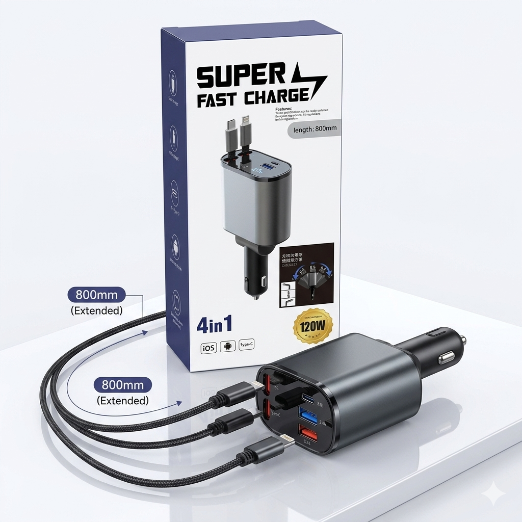 4 in 1 Retractable Charger
